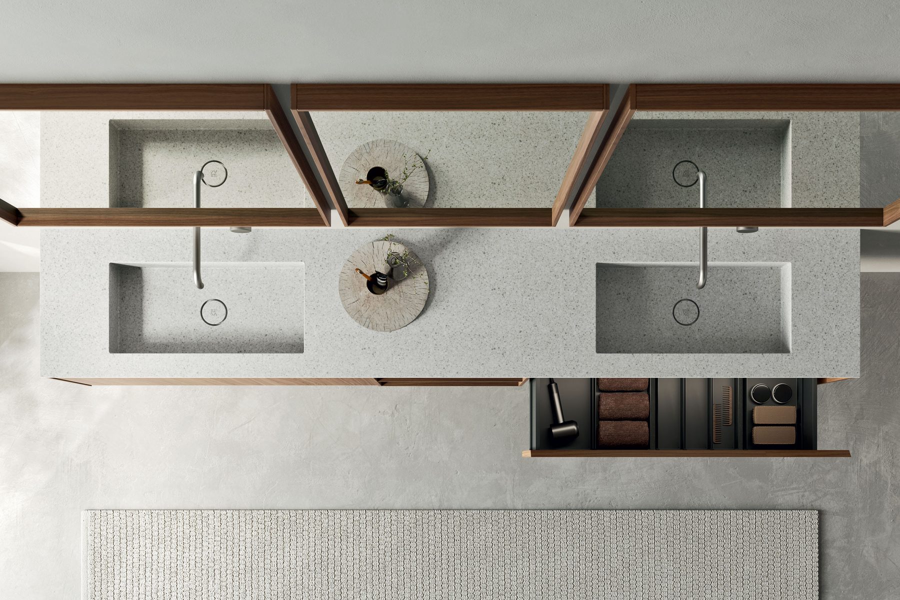 Naadloos solid surface wastafelblad van Rexa