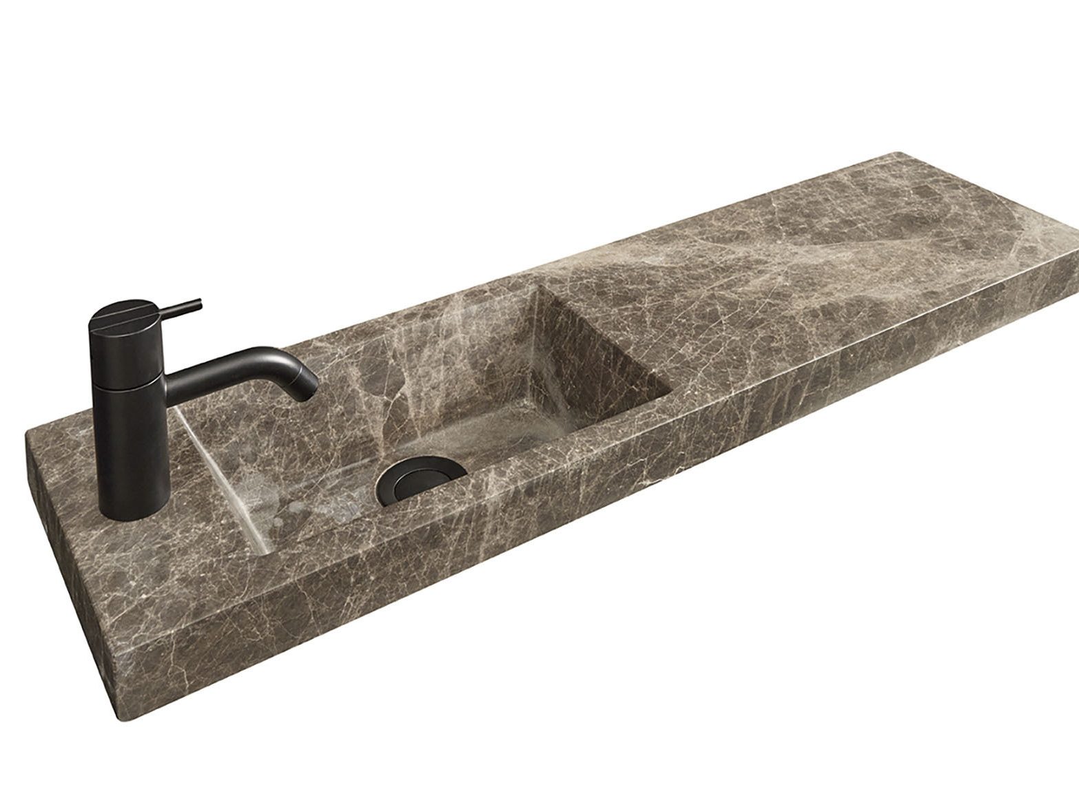 Ondiep toiletmeubel met emperador brown blad