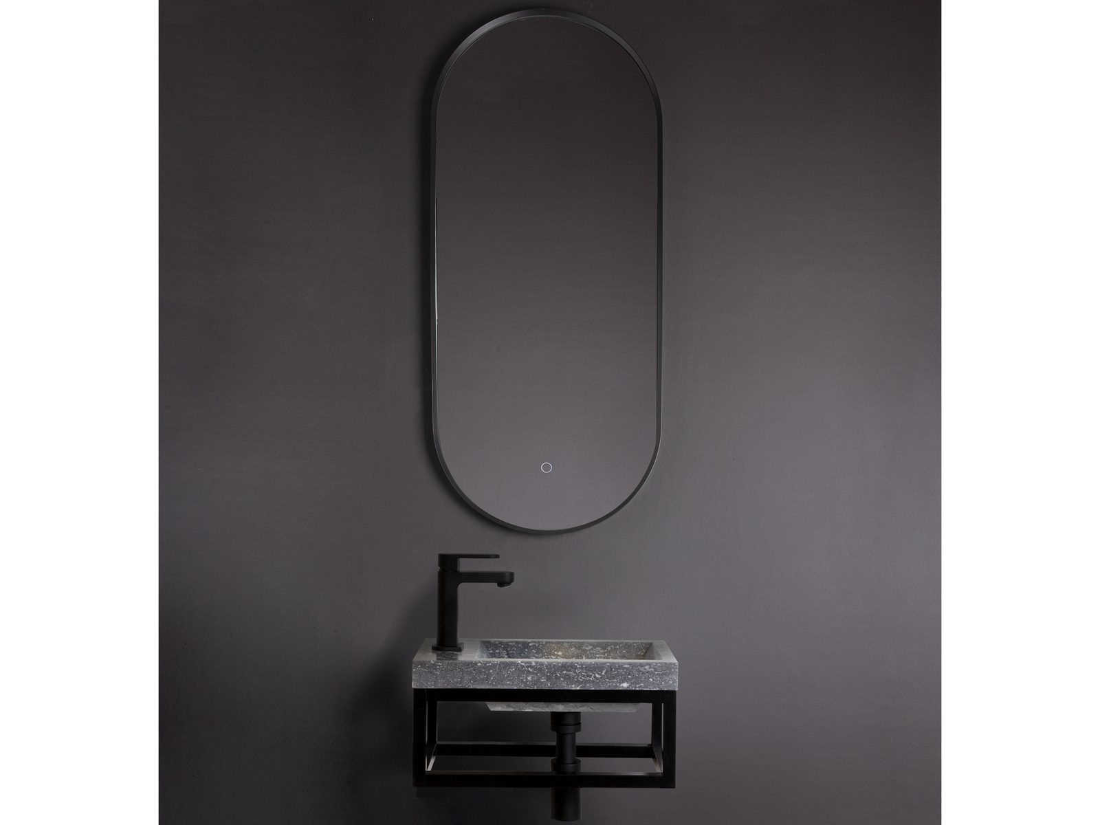 Toiletmeubel met open zwart metalen frame
