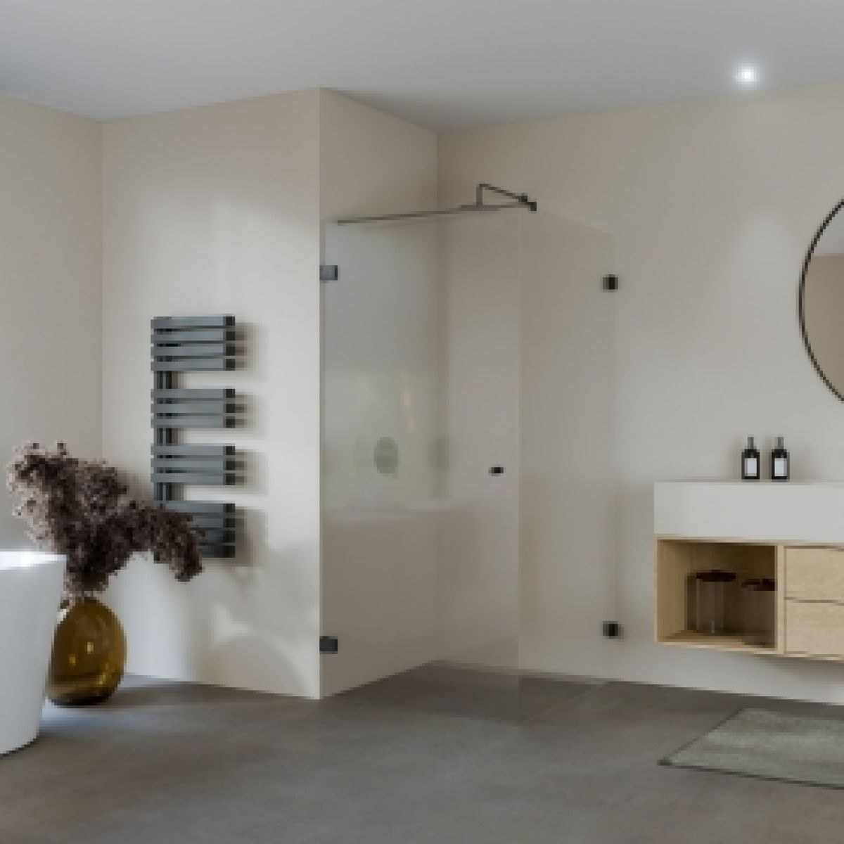 Heldere douchewand met zwart beslag