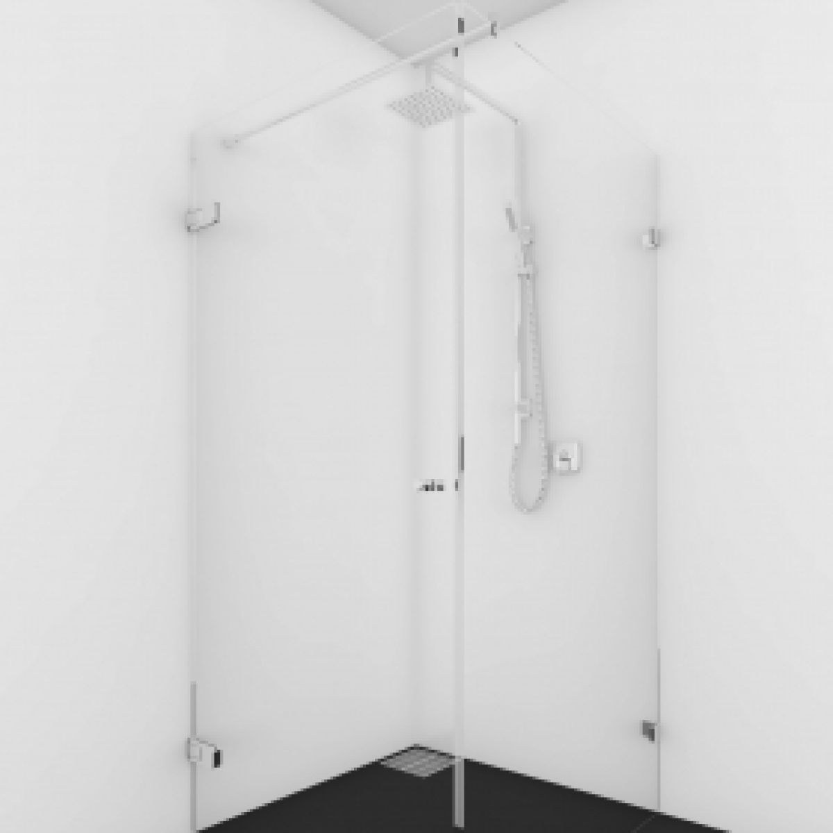 Profielloze glazen hoekcabine
