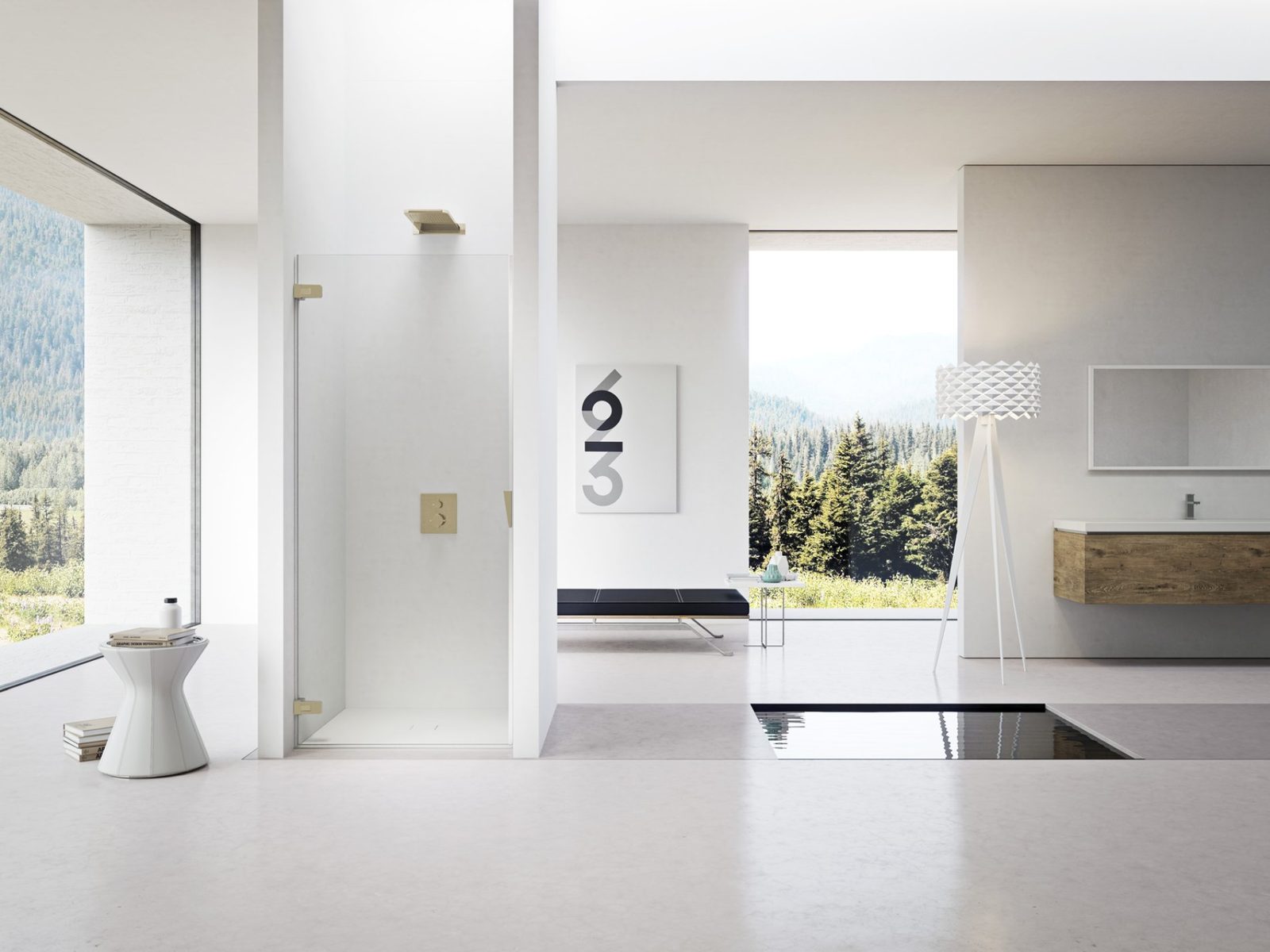 Walk-in douchewand met vast zijpaneel