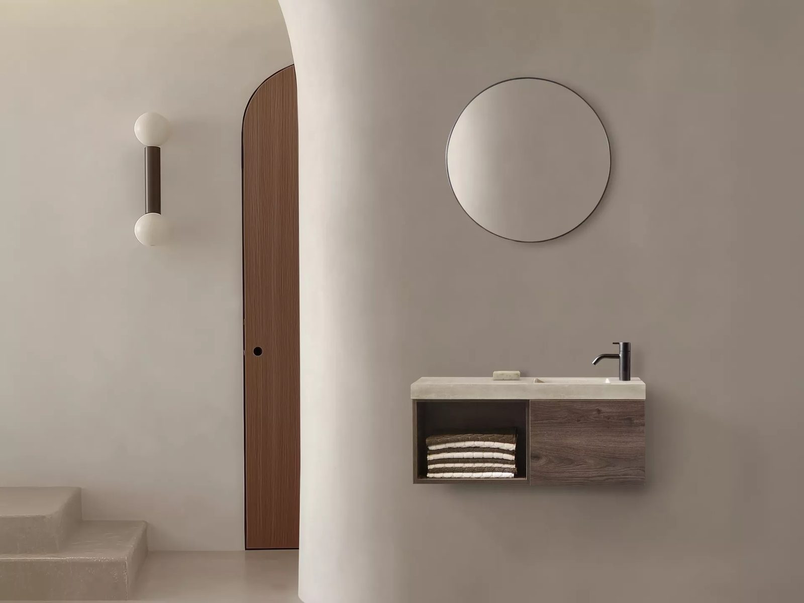 Toiletmeubel met betonnen waskom