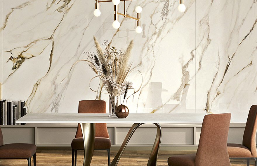 Marmerlook als blad en wand