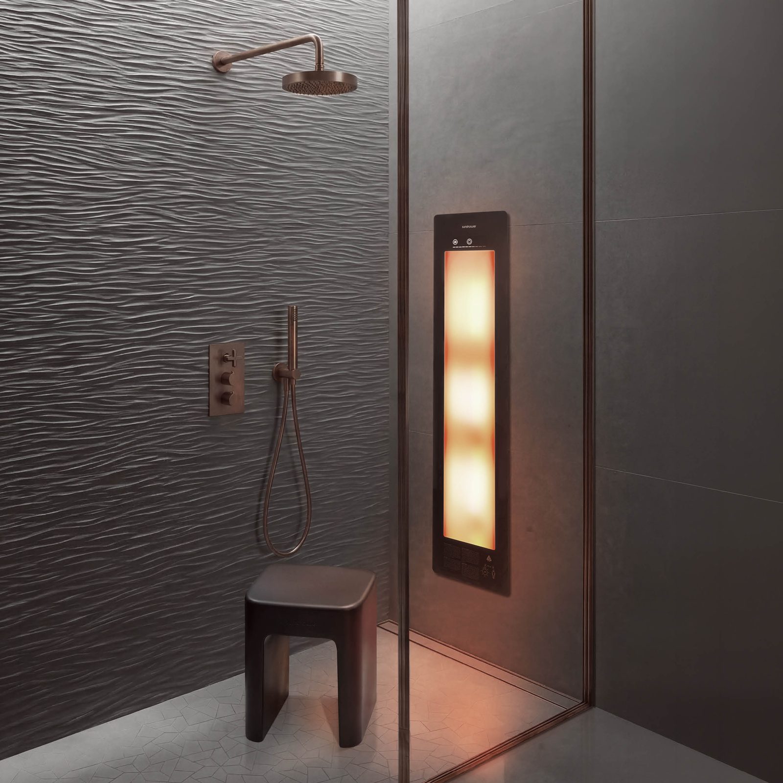 Zwart opklapbaar Sunshower SunSeat douchezitje.