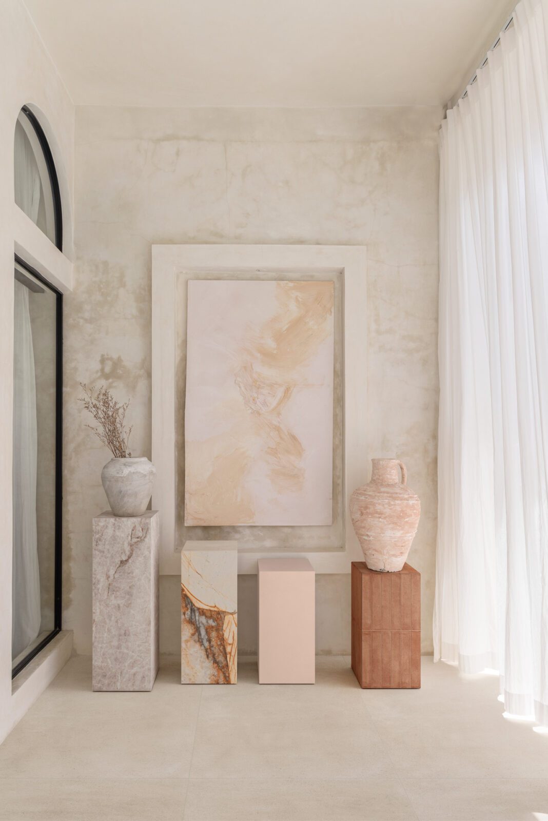 Badkamer in aardetinten met cotto-look
