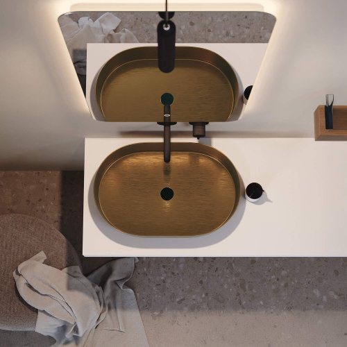 LoooX Metallic Oval waskom op badkamermeubel