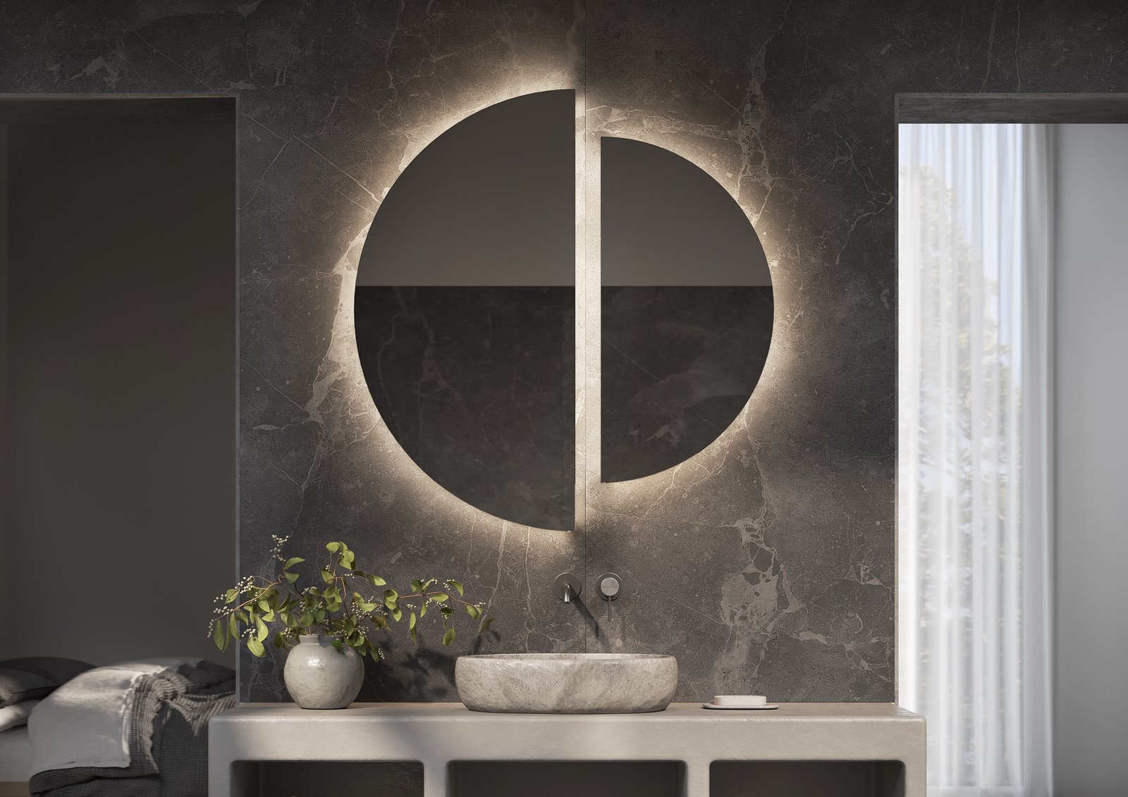 Ronde maatwerkspiegel Moon