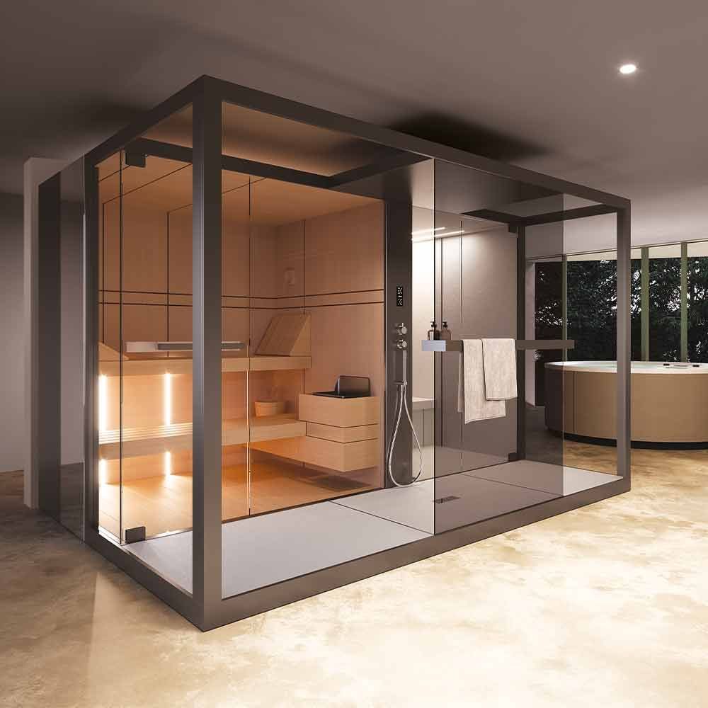 Luxe combicabine die sauna en infrarood combineert.