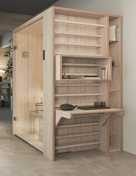 Compacte Novellini Fun Fit cabine met infrarood en douche.