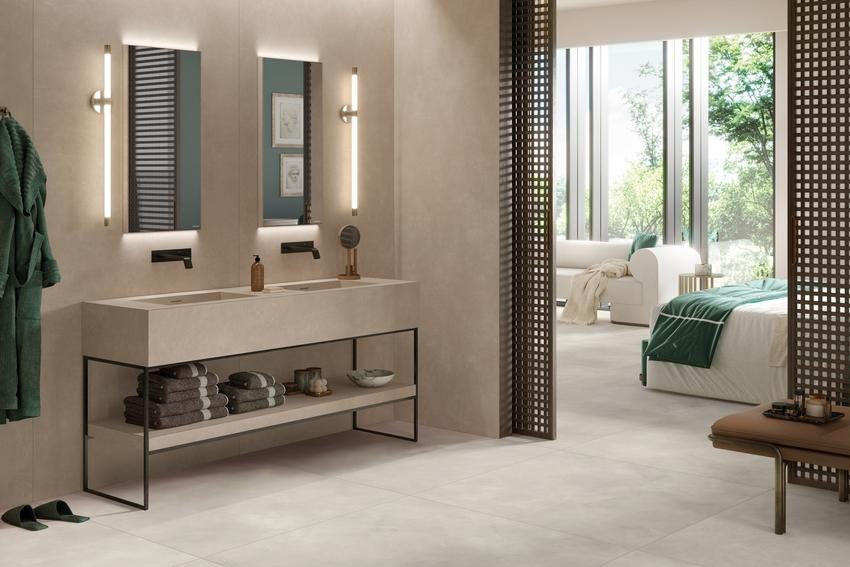 Betonlook wand met accessoires